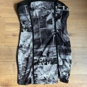 shein black/white strapless bodycon dress